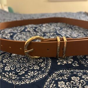Elegant Brown Belt with Gold Buckle